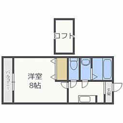 イマージュ大産 1Kの間取図画像