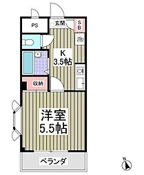 サンライズ水村 1Kの間取図画像
