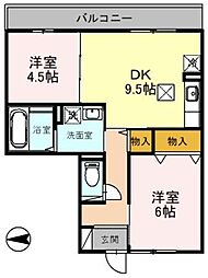 レフィナードカルチェC 2DKの間取図画像