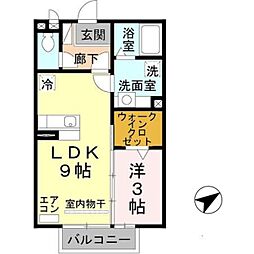 モナリエ道 1LDKの間取図画像
