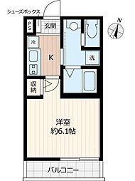 クリストール 1Kの間取図画像