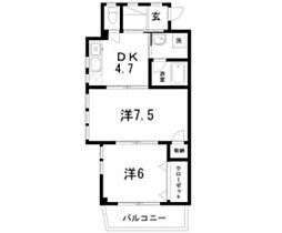 マンションつくし野 2Kの間取図画像