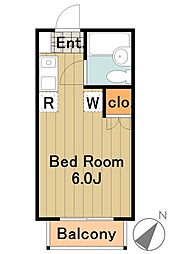 グリーンハイツ 1階1Kの間取り
