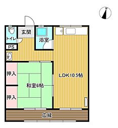 サンクススタジオ藤岡 1LDKの間取図画像