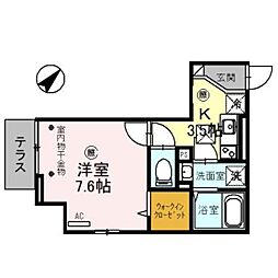 アンソレイエ 1Kの間取図画像