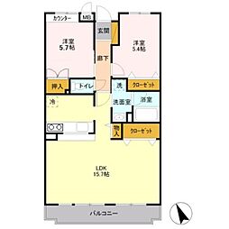 セルリア春日部 2LDKの間取図画像
