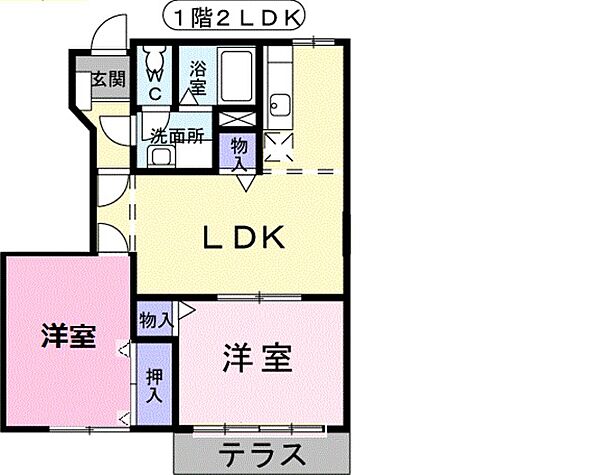 神奈川県横浜市都筑区折本町(賃貸アパート2LDK・1階・53.51㎡)の写真 その2