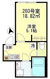 エアフォルク新小岩 1Kの間取図画像