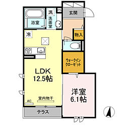 ブランノワール多摩 1LDKの間取図画像