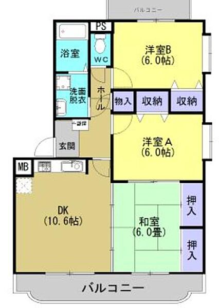 ユーミーグランシャリオＩＩ 3A｜栃木県栃木市沼和田町(賃貸マンション3LDK・3階・65.07㎡)の写真 その2