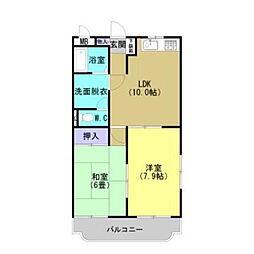 グランドハイツ関根 2LDKの間取図画像