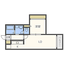 ドォウミ博多Ｉ 1階1LDKの間取り