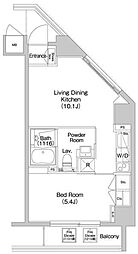 コンフォリア西新宿 1LDKの間取図画像
