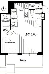 クレストプライムタワー芝 1LDKの間取図画像