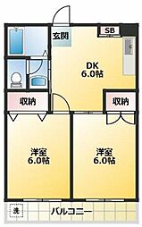 イカリハイツ 2DKの間取図画像