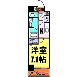 パルテノン 1Kの間取図画像