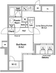 コンフォリア目黒長者丸 1DKの間取図画像