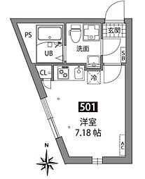アザレア板橋(旧(仮称)板橋1丁目PJ共同住宅) ワンルームの間取図画像