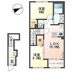 La Recolte (ラ レコルト) 2階2LDKの間取り