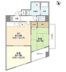 プライムステージ明神町 4階2DKの間取り