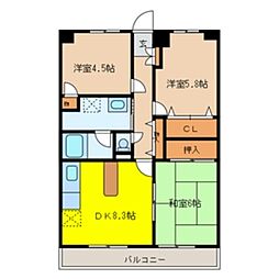 バルトハイム 3DKの間取図画像