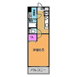 シャルマンフジもずイースト 1Kの間取図画像