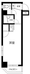 目黒フラワーハイホーム ワンルームの間取図画像