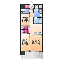 スプランディッド新金岡 2LDKの間取図画像