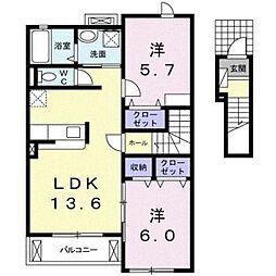 サウスジェイド 2LDKの間取図画像