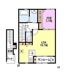 スモーレ2A 1LDKの間取図画像