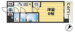 プレサンス神戸マリエント 1Kの間取図画像