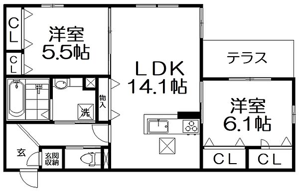 Repos 103｜大阪府枚方市伊加賀西町(賃貸アパート2LDK・1階・63.09㎡)の写真 その2