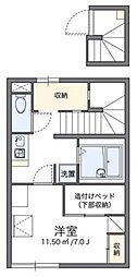 レオパレスシルフィ 1Kの間取図画像