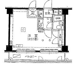 オーベル川崎 1Kの間取図画像