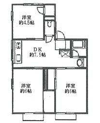 シティハイムサカエD 3DKの間取図画像