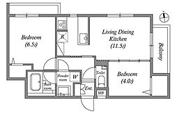 JR中央線 武蔵小金井駅 徒歩9分の賃貸マンション 1階2LDKの間取り