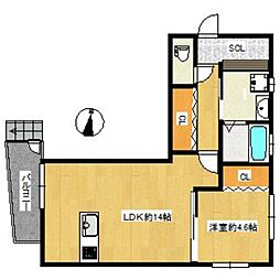 YouMeハウス野芥駅前2 1LDKの間取図画像