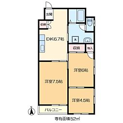 川口ビル 3DKの間取図画像