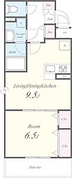 プローシュ 1LDKの間取図画像