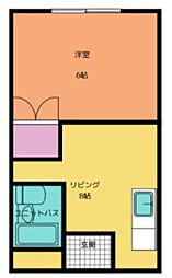 野村コーポA 1DKの間取図画像