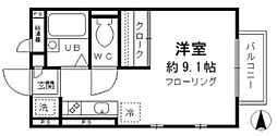 マロンヴィラ国立B ワンルームの間取図画像