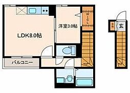 マミハイム 2階1LDKの間取り