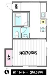 後閑薗 1Kの間取図画像