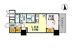 グランセジュール江坂パーカー江坂ビル 1LDKの間取図画像