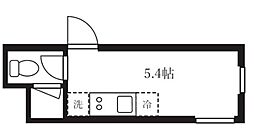 アピチェ南千住 A棟 1階ワンルームの間取り