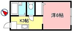 キャトルセゾン1 1Kの間取図画像