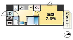 グランカリテ神戸WEST 5階1Kの間取り