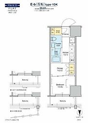 プラウドフラット四谷三丁目 1DKの間取図画像