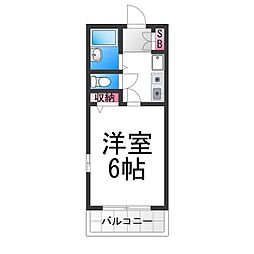 ヴィラージュ窪田 1Kの間取図画像