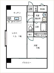 スタンドリバー博多駅南 1LDKの間取図画像
